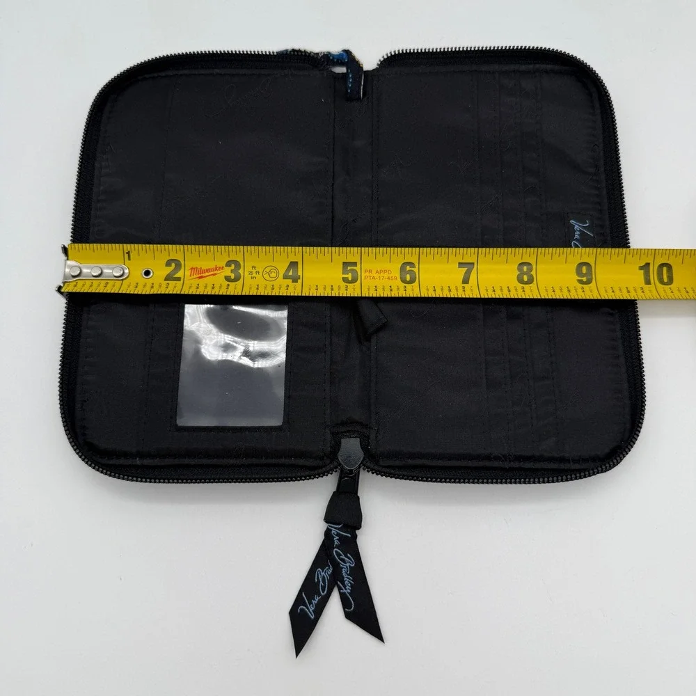 Vera Bradley Wristlet Wallet Women Black Night Day Owl Floral Quilted Zip Around